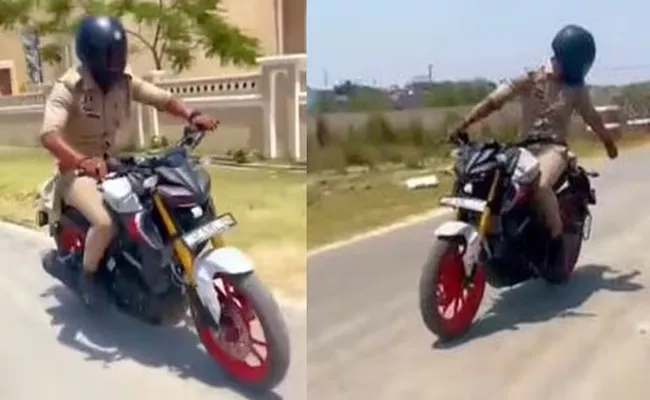 Video: Uttar Pradesh Cop Posts Reel Of bike Stunts In Uniform Suspended - Sakshi