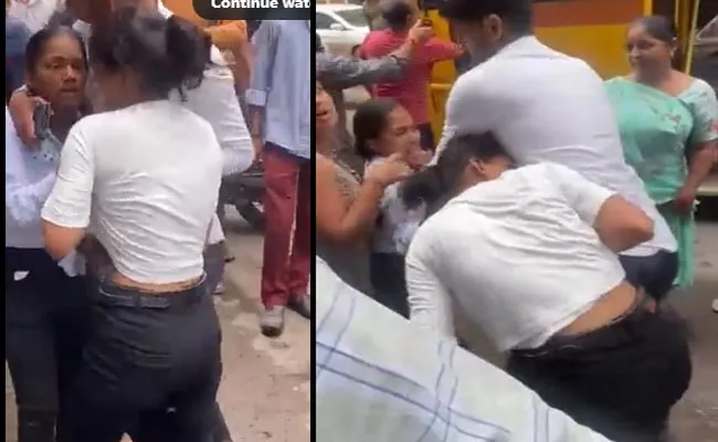 Brawl Between Two Girls In Rajkot Video Viral - Sakshi