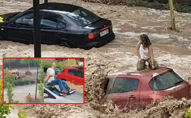 Residents Trapped Flash Floods Hit Spain Zaragoza Video Viral - Sakshi