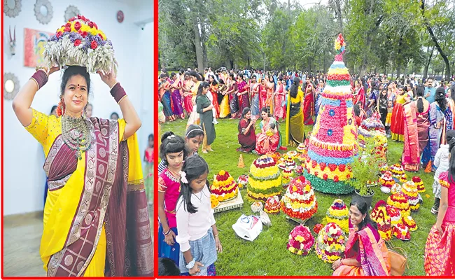 Deepti Mamidi conducting Bathukamma Celebrations in New Jersey - Sakshi