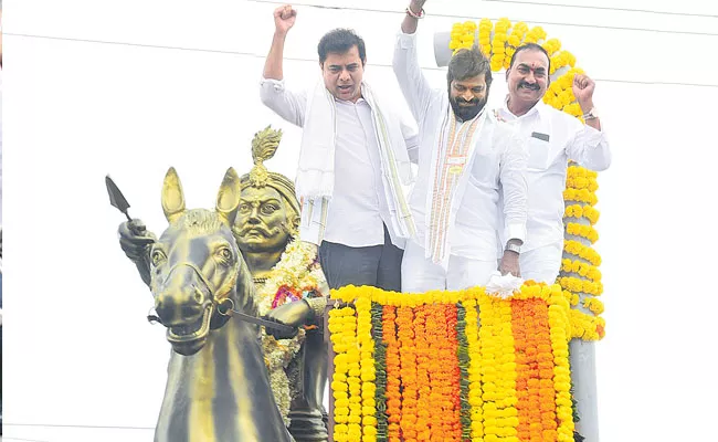 Ktr Unveiling of Sardar Sarvai Papanna statue - Sakshi