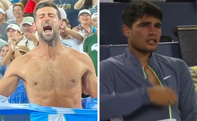 Djokovic Celebrates Ripping Off His Shirt, Alcaraz Breaks Into Tears After Djokovic Wins Cincinnati Open Title - Sakshi