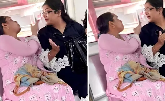 Delhi Metro Rail Another Video Of 2 Women Engaging Heated Argument - Sakshi