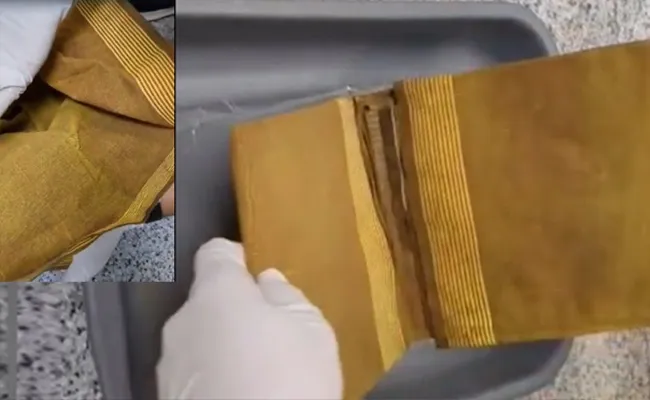 gold saree Seized In Shamshabad Airport  - Sakshi