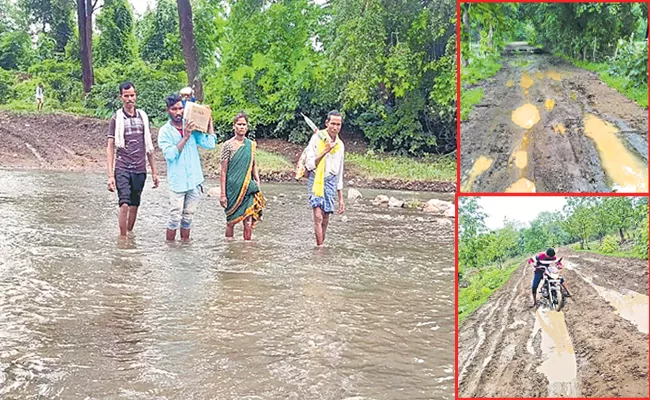 Roads are broken due to heavy rains in Adilabad district - Sakshi