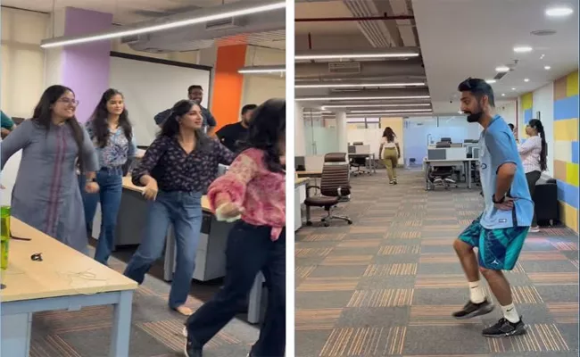 Employees Learn Bhangra In Office Netizens Say It Is Real Stress Buster - Sakshi