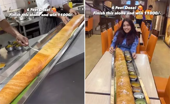 Dosa Challenge: Finish 6 Feet Long Dosa At Delhis Dosa Factory  - Sakshi