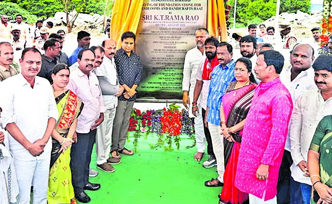 KTR Participating in National Handloom Day 2023 at Manneguda - Sakshi