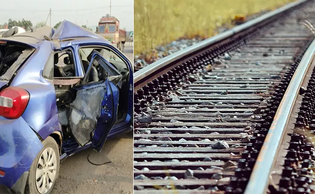 Car Stopped On The Railway Track In Visakhapatnam - Sakshi