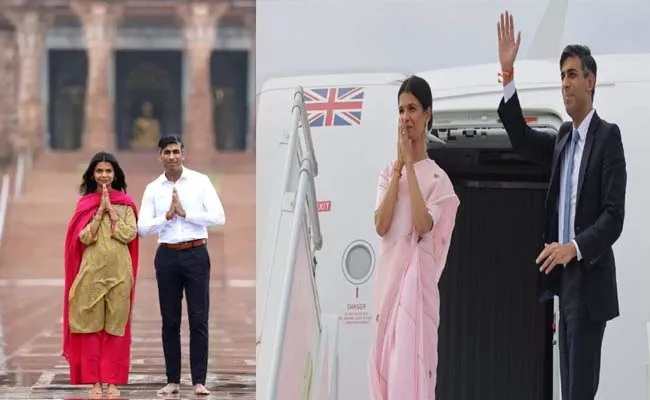 G20 SummitUK first lady Akshata Murty adieu India traditional saree - Sakshi