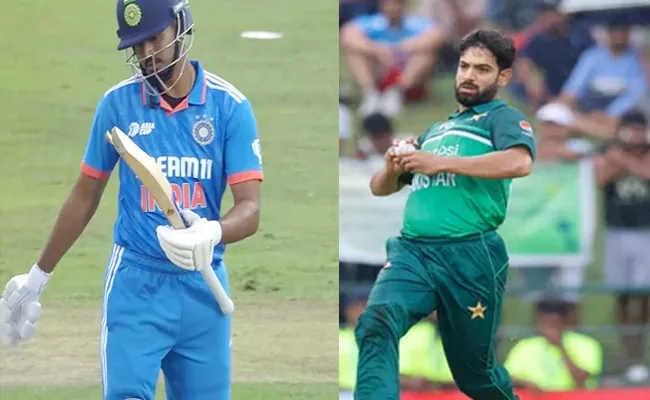 Ind Vs Pak: Haris Rauf Breaks Shreyas Iyer Bat Fans Reactions Over Re Entry - Sakshi