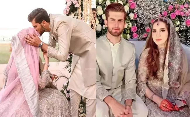 Shaheen Afridi ties knot with Shahid Afridis daughter Ansha Afridi - Sakshi