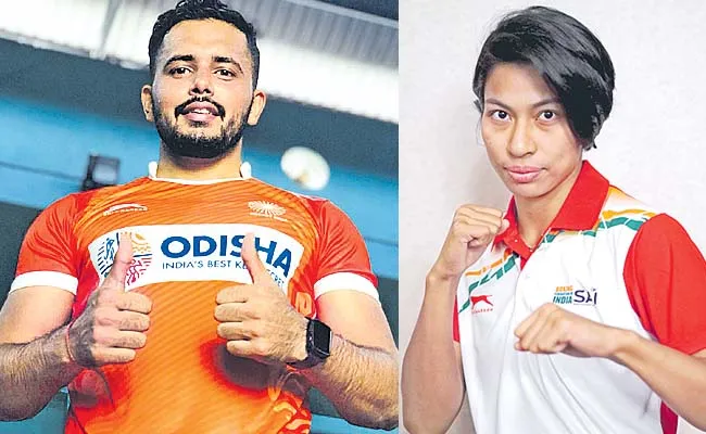 Harmanpreet Singh and Lovelyna as the flag bearers - Sakshi