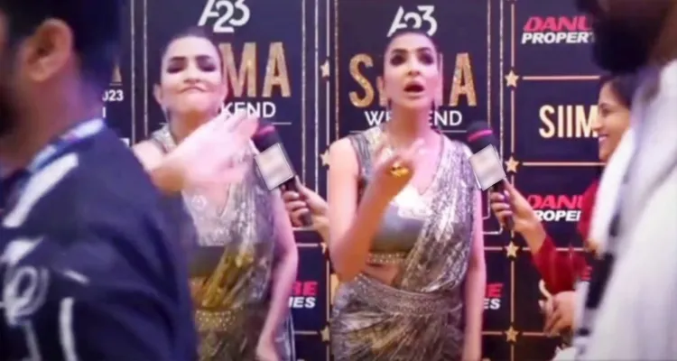 Manchu Lakshmi Hits A Man For Interrupting Her Interview On SIIMA Red Carpet 