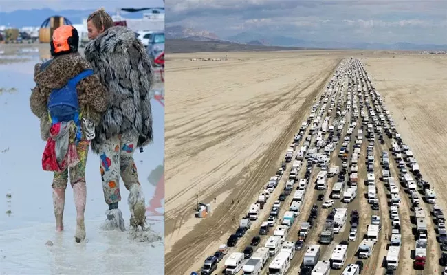 Burning Man Festival 70 Thousand People Are Stuck in Mud - Sakshi