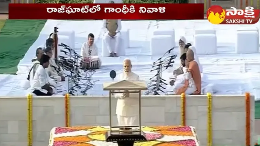 PM Modi Pays Tribute To Mahatma Gandhi At Rajghat