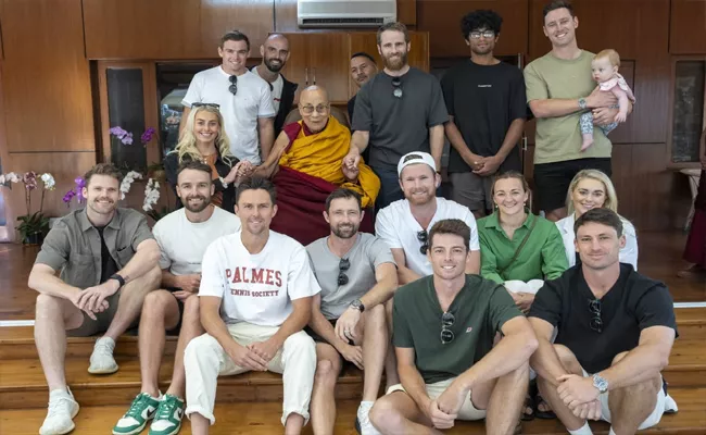 New Zealand cricket team players and their families meet spiritual leader DalaiLama  - Sakshi