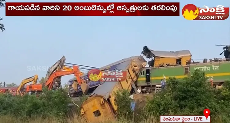 Removing Of Train Coaches On Tracks With Baahubali Crane At Train Incident Place 