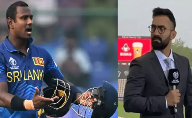 Dinesh Karthik blames Angelo Mathews for timed out dismissal - Sakshi