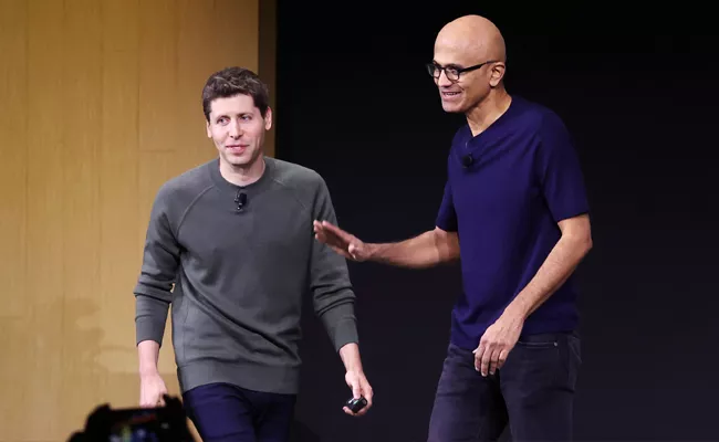 Satya Nadella Signals Willingness To Have Sam Altman Rejoin Openai - Sakshi