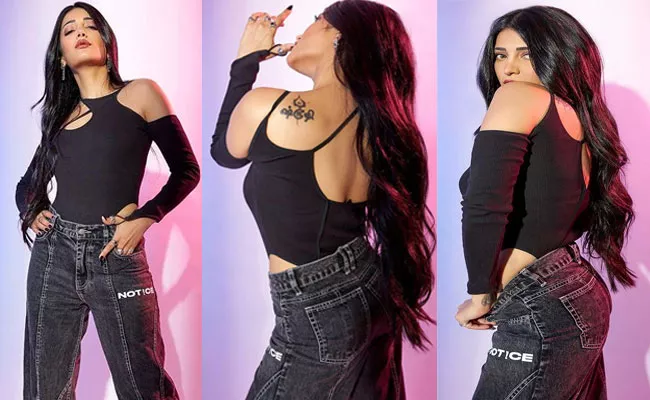 shruti Haasan Wear Black Bodysuit And Baggy Pants, Pics Goes Viral - Sakshi