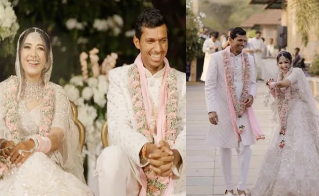 Indian Pacer Navdeep Saini Gets Married to Swati Asthana Pics Viral - Sakshi