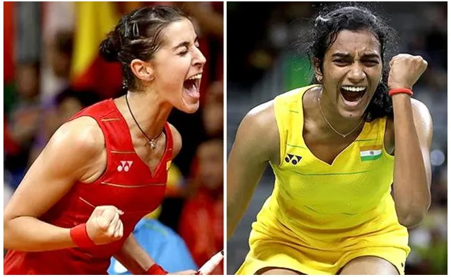 PV Sindhu, Carolina Marin clash midway during Denmark Open semis - Sakshi