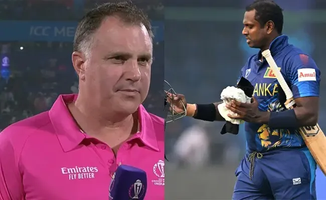 Fourth Umpire Adrian Holdstock explains Angelo Mathews timed out dismissal - Sakshi