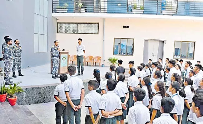 Students from Rajasthan visiting INS Dega - Sakshi