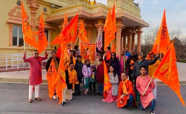 Car Bike Rally Organised in Washington Before Inauguration of Ram Mandir - Sakshi