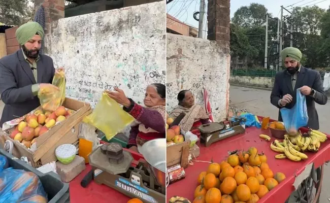 viral video: Man Buys Entire Fruit Stock From Elderly Woman - Sakshi