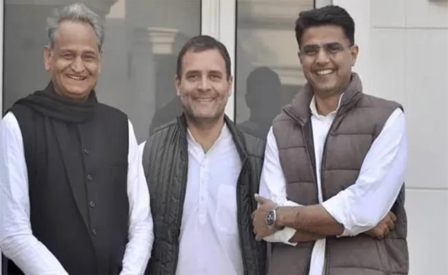 Rajasthan Election Exit Poll Number Congress Sachin Pilot Ashok Gehlot - Sakshi