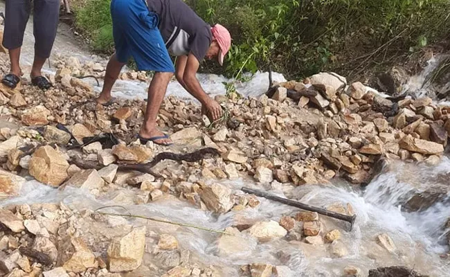 Water Leakage from Another Tunnel Near Silkyara in Uttarkashi - Sakshi