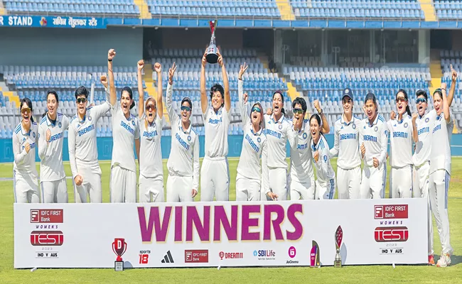 India Women Script Historic First Test Win Over Australia - Sakshi