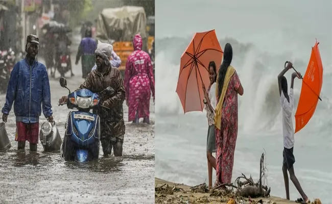 Cyclone Michaung Water Leaks From Rail Station Roof Chennai - Sakshi