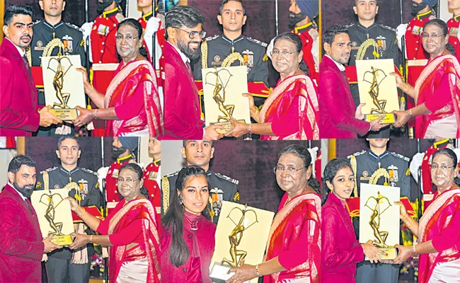 Arjuna award ceremony at Rashtrapati Bhavan on Tuesday - Sakshi