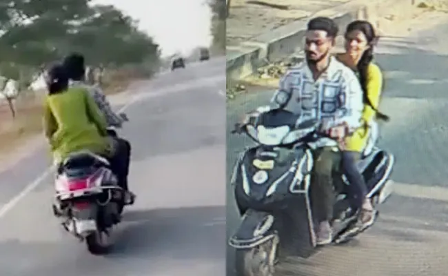 Nalgonda Woman On Scooty Try To Chain Snatch Video Viral - Sakshi