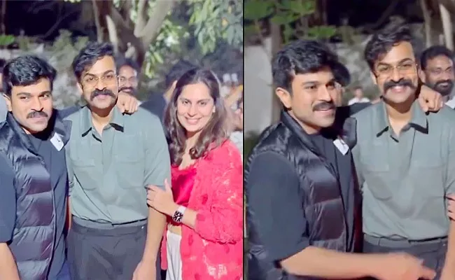 Ram Charan and Upasana Attended Birthday Celebrations Of Mega Hero - Sakshi