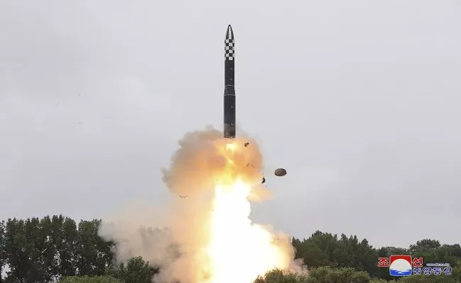 North Korea Test-Firing Of Solid-Fuel Mid-Range Ballistic Missile - Sakshi