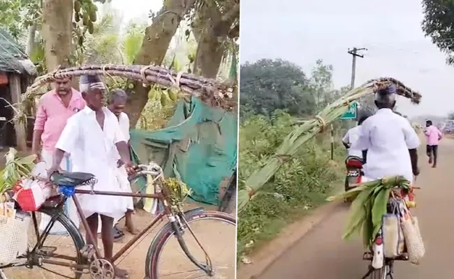 Father Pongal Gift To Daughter Travel On Bicycle For 14 Kilometres - Sakshi