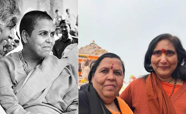 Uma Bharti Poses Before Grand Ram Temple 32 Years Later - Sakshi