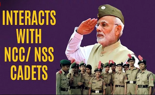 PM Narendra modi addresses NCC Cadets and NSS Volunteers - Sakshi