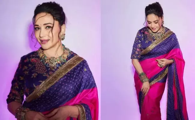 Madhuri Dixit GraceTraditional Bandhej Saree Worth Whopping Rs 75K - Sakshi