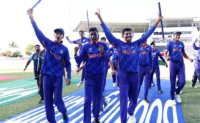 India Is The First Ever Team In U19 World Cup To Win Three Consecutive Matches With A Margin Of 200 Plus - Sakshi