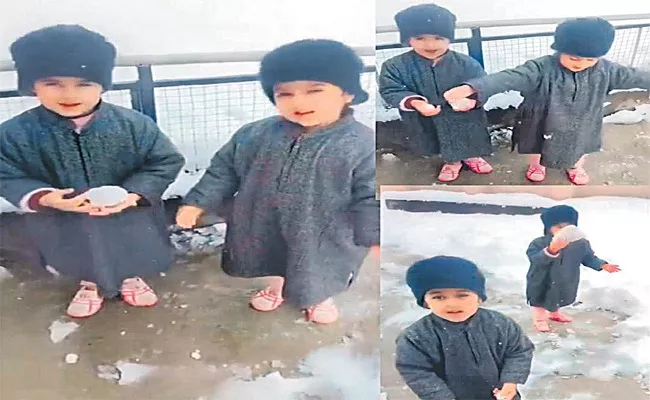 Kashmiri Twin Sisters As 'Shayari On Snow' - Sakshi