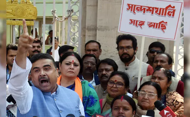 BJP Suvendu Adhikari Stopped From Visiting Sandeshkhali Gets Court Nod - Sakshi