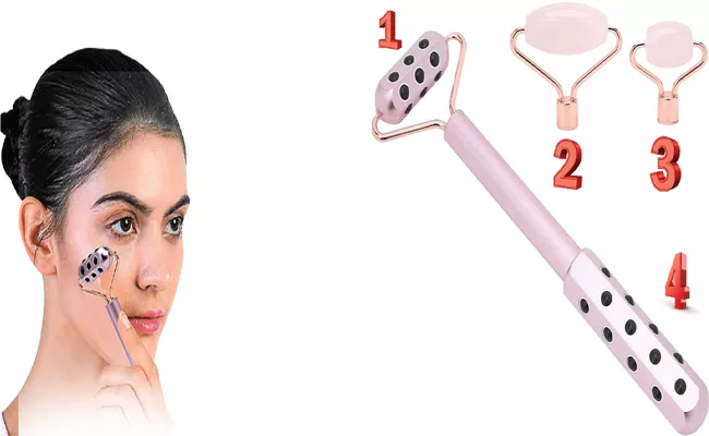 Skin Glow Rose Quartz Face Massage Roller  - Sakshi