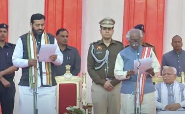 Nayab Singh Saini takes oath as new chief minister Haryana - Sakshi