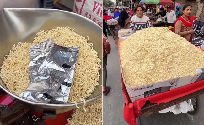 Loose Maggi Sold Like Vegetables On A Street Cart - Sakshi