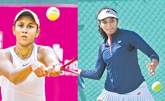 Rashmika in the singles quarters and Sahaja in the doubles semis - Sakshi